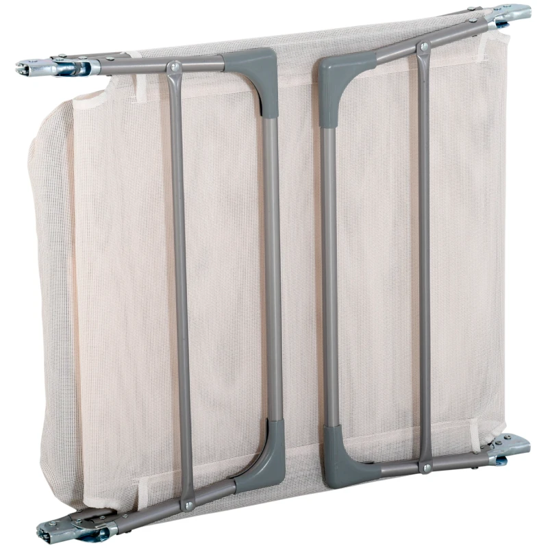 Outsunny Șezlong Pliabil cu Spătar Reglabil în 5 Poziții și Pernă, Șezlong de Grădină cu Material Textil Respirabil, pentru Plajă, Piscină, Grădină, 182x56x28 cm, Crem