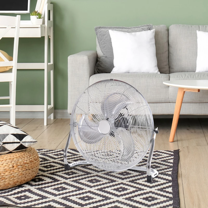 HOMCOM Ventilador de secretária potente 100 W com 3 velocidades e inclinação ajustável a 120° para quarto/escritório doméstico cinza