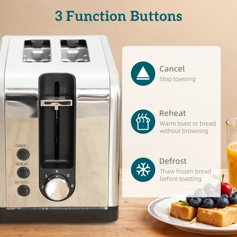 HOMCOM Simple Polished Toaster and Kettle Set - Silver Tone