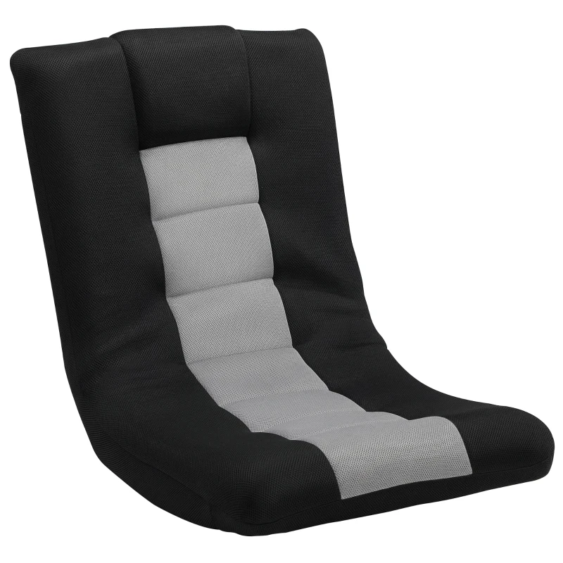 HOMCOM Floor Chair, Folding Floor Sofa with Adjustable Backrest, Wide Seat, Swivel Base, Black