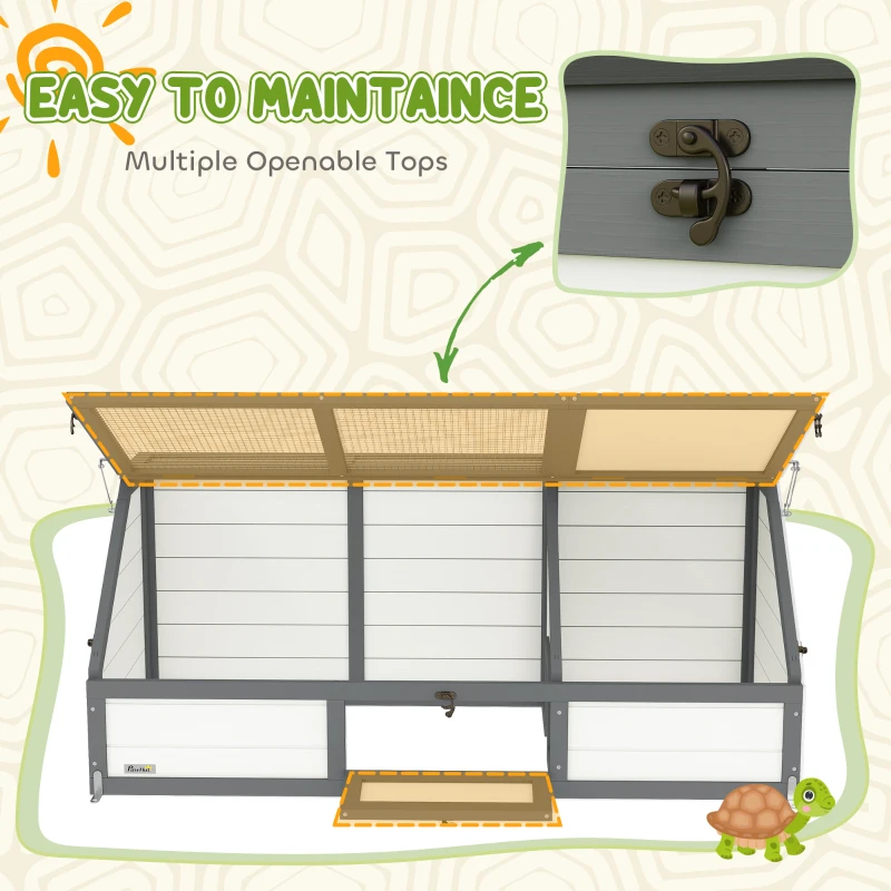 PawHut Skrzynka dla żółwi, zewnętrzny wybieg dla żółwi, design bez dna, łatwo otwierany, domek dla żółwi, biały