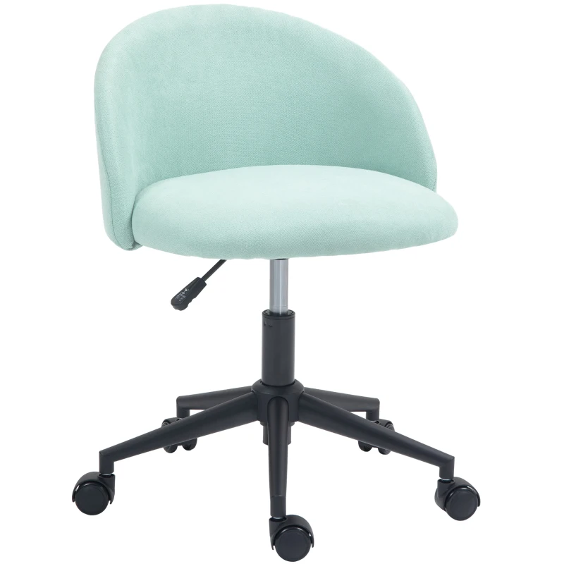 HOMCOM Chaise de bureau fauteuil de bureau en aspect velours rotative 360° hauteur assise réglable 56 x 59,5 x 66-75,5 cm vert