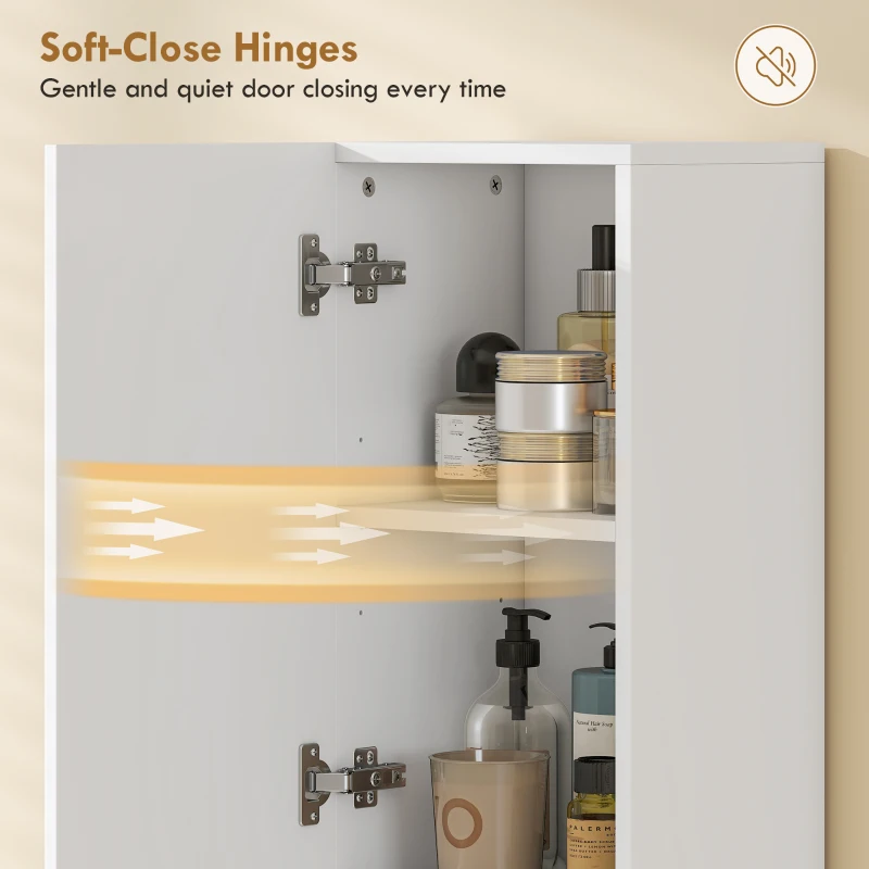 HOMCOM szafka łazienkowa, stojąca z 2 drzwiczkami i otwartą półką, biała