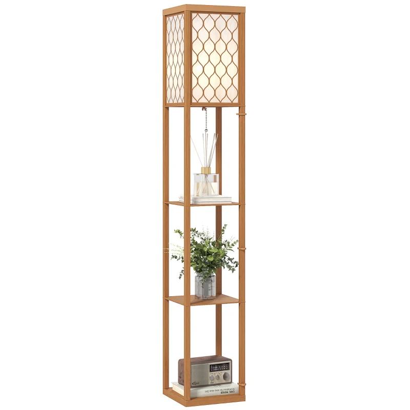 HOMCOM Three-Shelf Standing Lamp - Natural