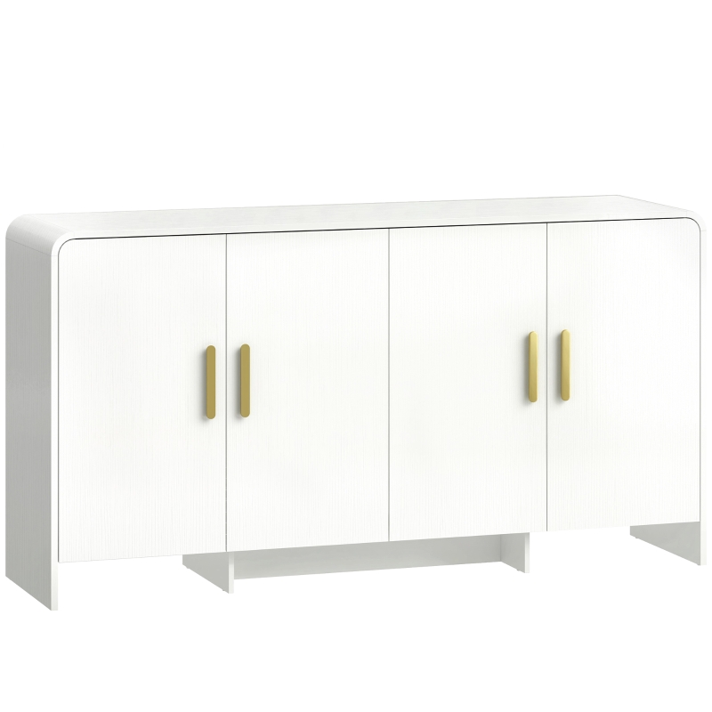 HOMCOM Buffet de Cuisine avec 4 Étageres 4 Portes à Fermeture Douce Meuble TV pour 183 cm 152x40x80 cm Blanc