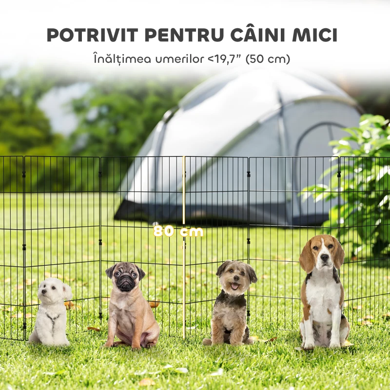 PawHut Țarc pentru Câini Extensibil și Pliabil din Metal 50x80 cm Negru