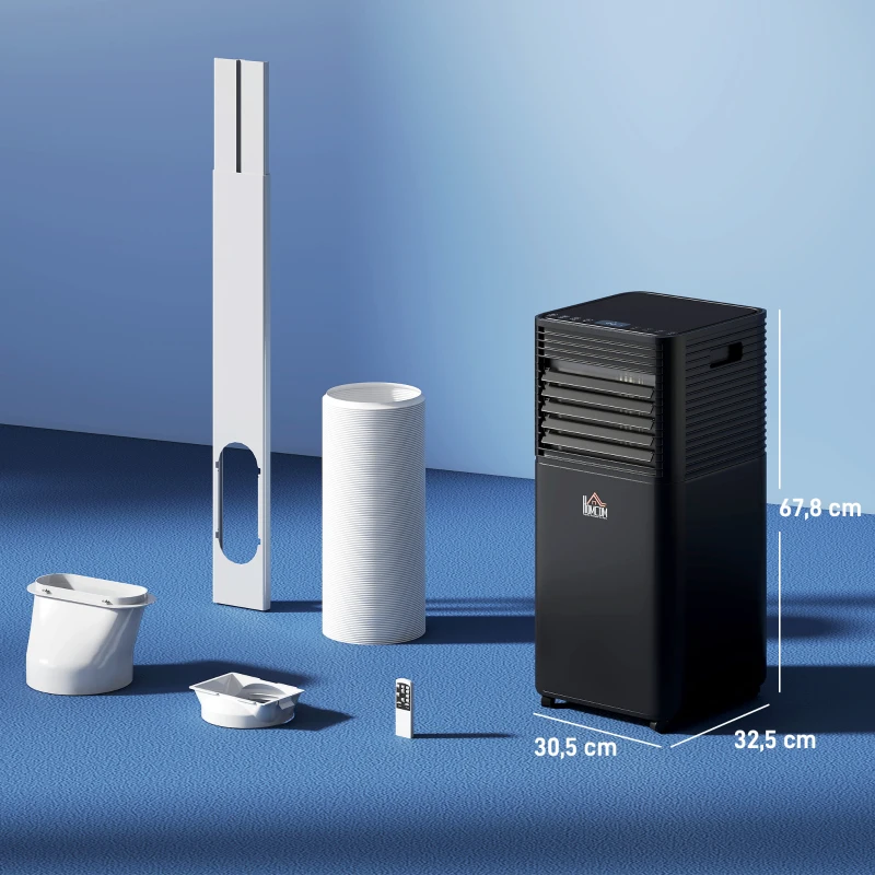HOMCOM Ar condicionado portátil 7000 BTU com controle remoto, temporizador 24H, até 26 m², classe energética A, preto