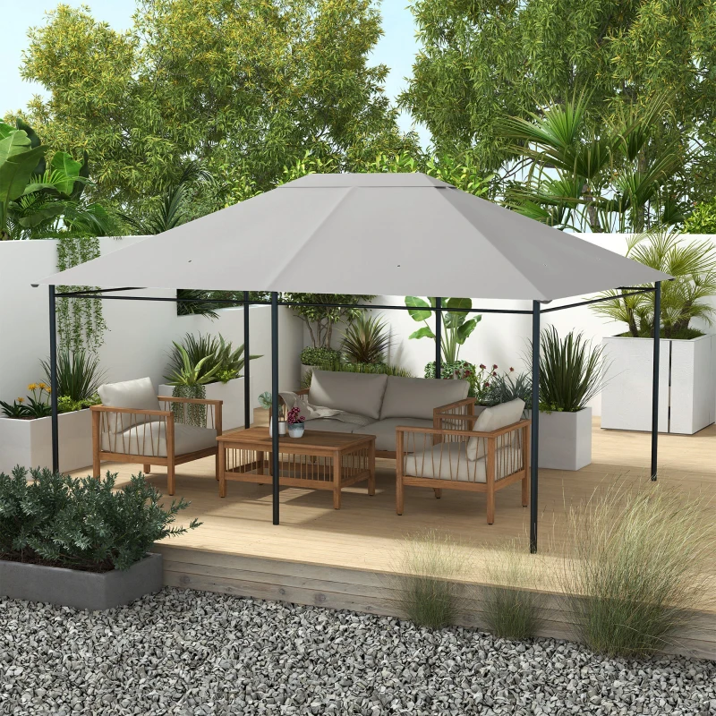 Outsunny Capa de reposição para pavilhão, tecido poliéster alta densidade 180 g/m² anti-UV 3 x 4 m cinza claro