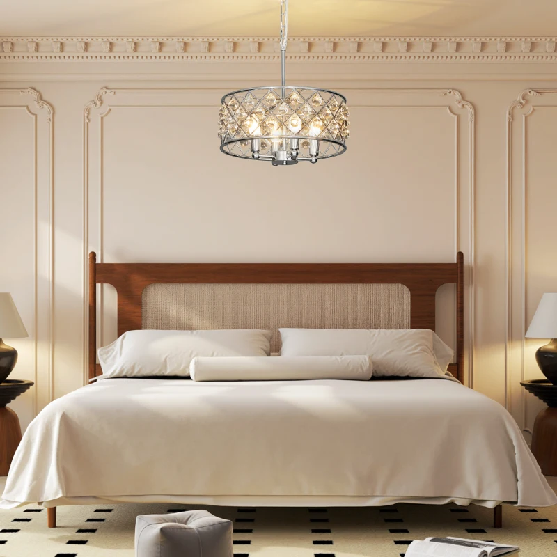 HOMCOM 51 Crystallite Four-Bulb Chandelier - Silver-Tone