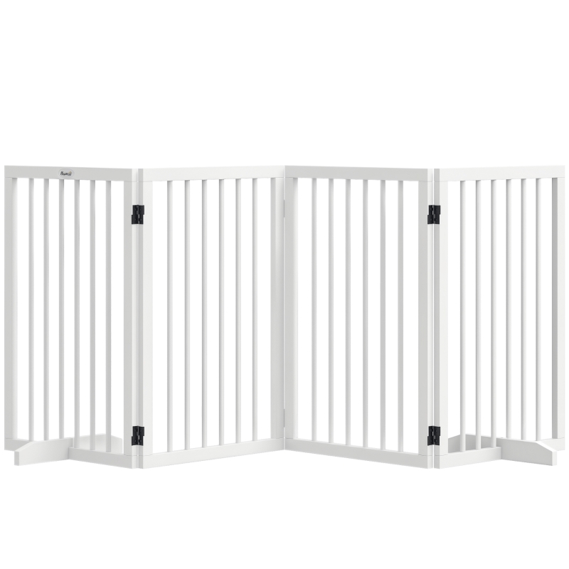 PawHut Grilaj pentru câini, pliabil, antiderapant, picioare de sprijin, cadru din lemn, 206x35,5x76 cm, Alb