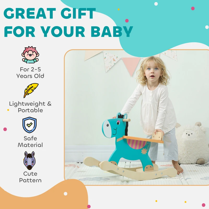 AIYAPLAY Zabawkowy Osiołek dla Dzieci z Uchwytami 59 x 27 x 43 cm Ciemnozielony