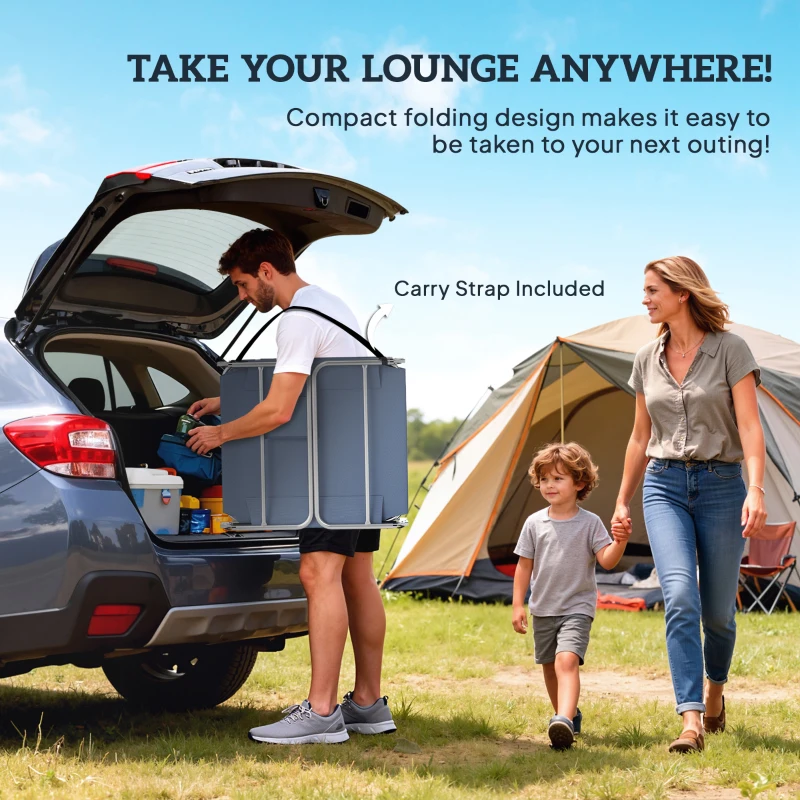 Leżak ogrodowy składany z poduszką i oknem do czytania