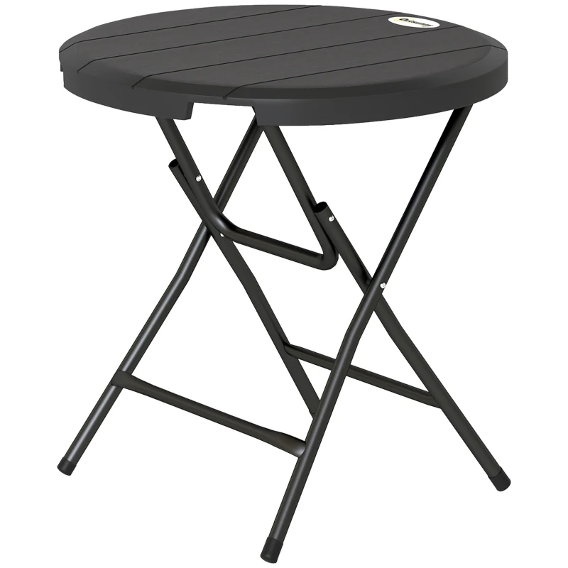 Outsunny Masă de Grădină Rotundă Pliabilă pentru 4 Persoane din Aluminiu și Plastic HDPE, Ø80x73 cm, Gri