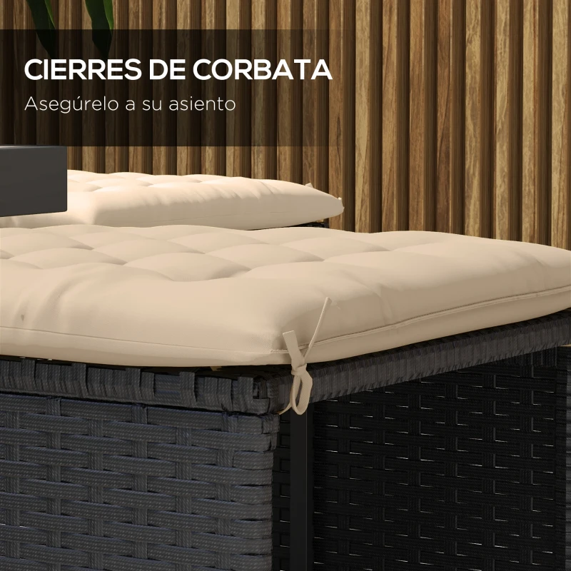 Outsunny Juego de 6 Cojines para Sillas de Comedor 40x40 cm 6 Piezas Cojines para Sillas de Jardín Acolchados con Cintas Caqui