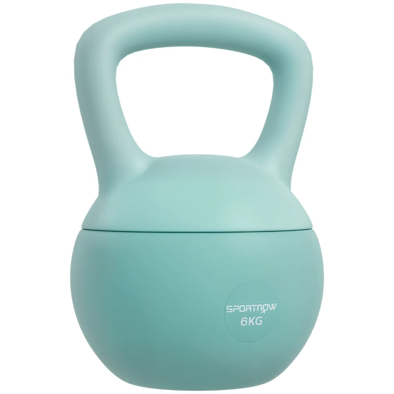 SPORTNOW Kettlebell 6 kg cu mâner antiderapant pentru fitness, forță și cardio, 19 x 19 x 28 cm verde