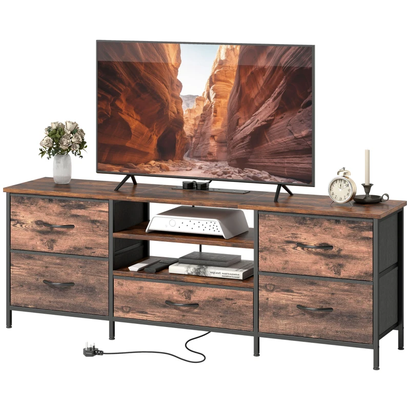 HOMCOM Multi-Storage Industrial TV Stand - Brown/Grey/Black