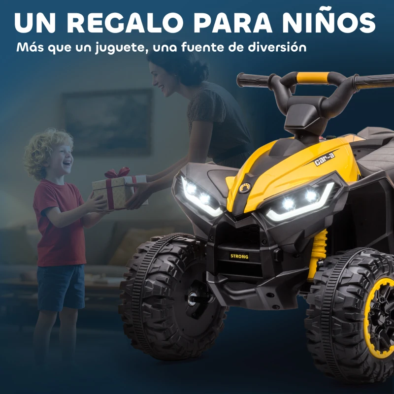HOMCOM Quad Eléctrico para Niños de 3-5 Años Vehículo Eléctrico a Batería 12V con 2 Motores 83x53x55,5 cm Amarillo