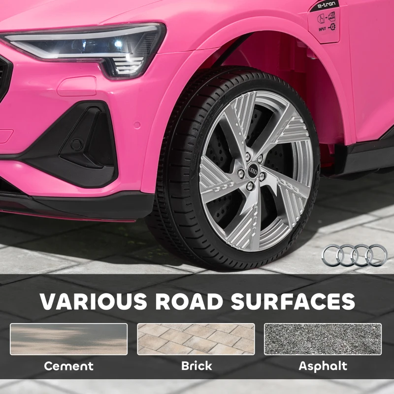 HOMCOM Elektryczny samochód dla dzieci 12V Audi E-tron z pilotem i pasem bezpieczeństwa, dla dzieci 3-5 lat