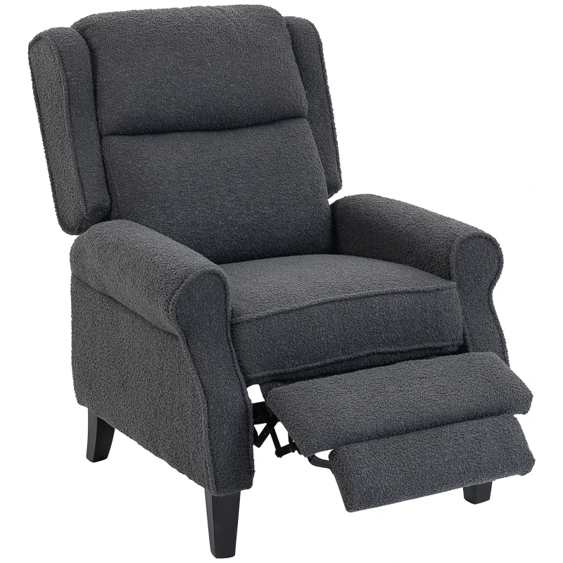 HOMCOM 132° Recliner Armchair, with Extended Footrest - Dark Grey