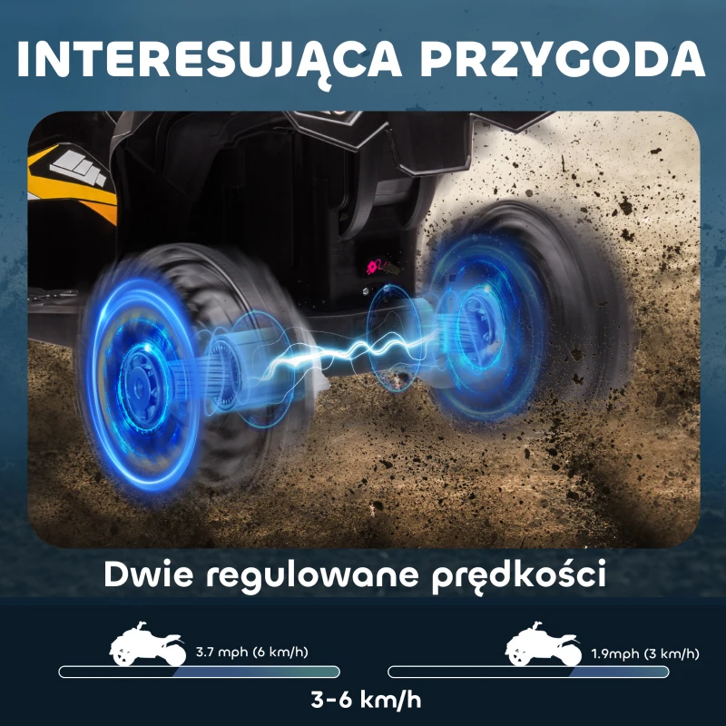 HOMCOM Elektro Quad dla dzieci, 12V, USB, Żółty