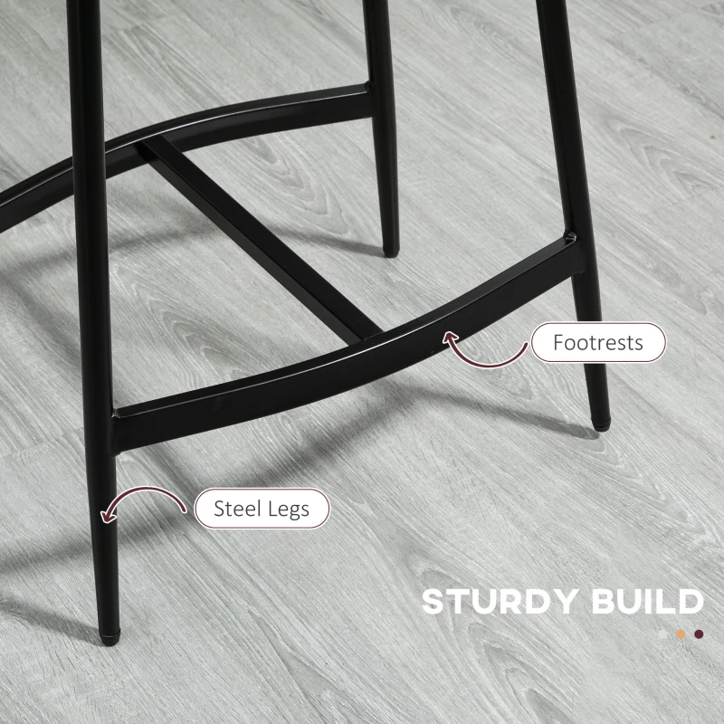 HOMCOM Zestaw 2 barowych stołków, Wyściełane siedzenia, Stalowa rama, Nośność 120 kg, Szary