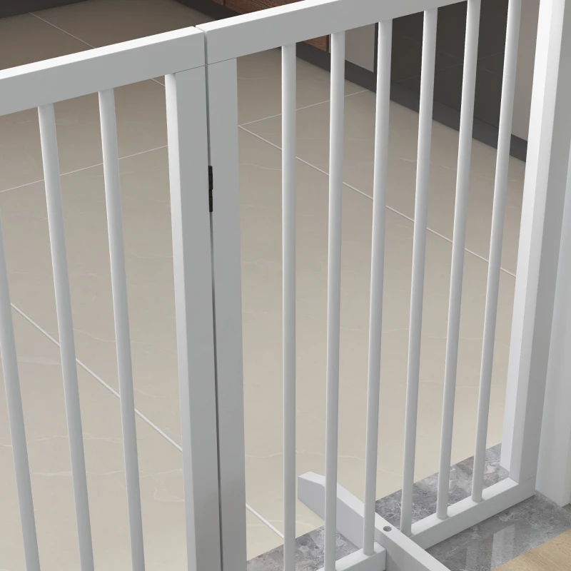 PawHut Barreira de segurança modular dobrável para animais de estimação com pé de suporte, madeira maciça, 206 x 35,5 x 76 cm