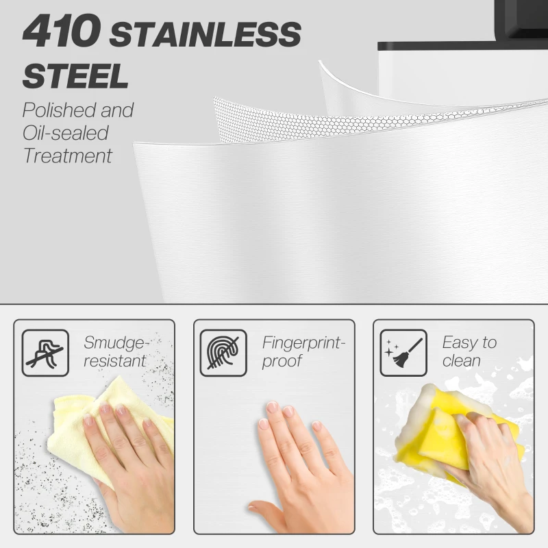 HOMCOM Kosz na śmieci 20L, ciche zamykanie, miejsce na dezodorant, odporność na odciski palców, stal nierdzewna, biały