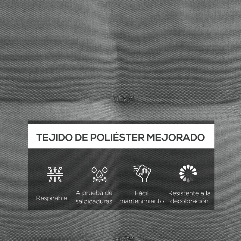 Outsunny Juego de 6 Cojines para Sillas de Comedor 40x40 cm 6 Piezas Cojines para Sillas de Jardín Acolchados con Cintas Gris