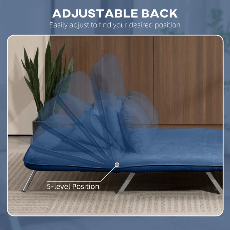 HOMCOM Two-Seater Click-Clack Sofa Bed - Dark Blue