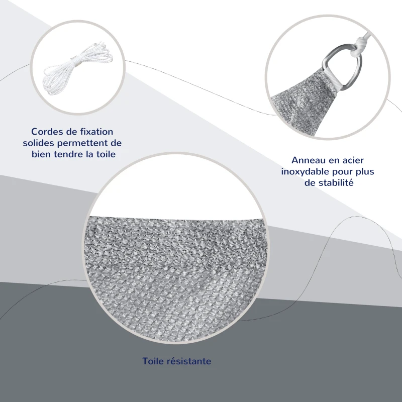 Outsunny Voile d'ombrage rectangulaire 4 x 3 m polyéthylène Haute densité Protection UV Avec sac de rangement - Coloris gris