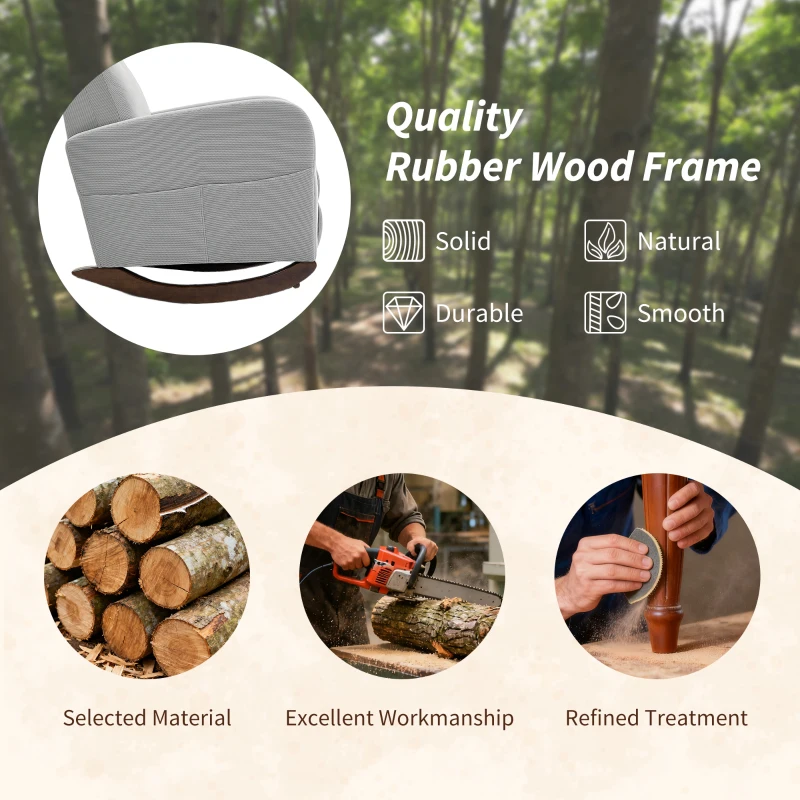 HOMCOM Corduroy Rocking Armchair - Grey