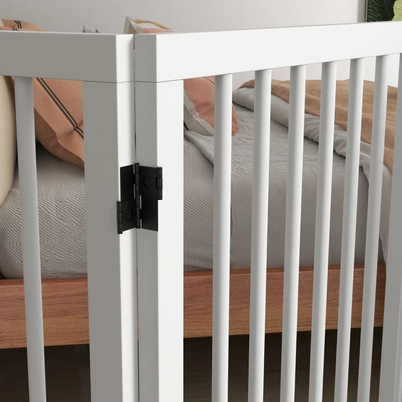 PawHut Barreira de segurança modular dobrável para animais de estimação com pé de suporte, madeira maciça, 206 x 35,5 x 76 cm