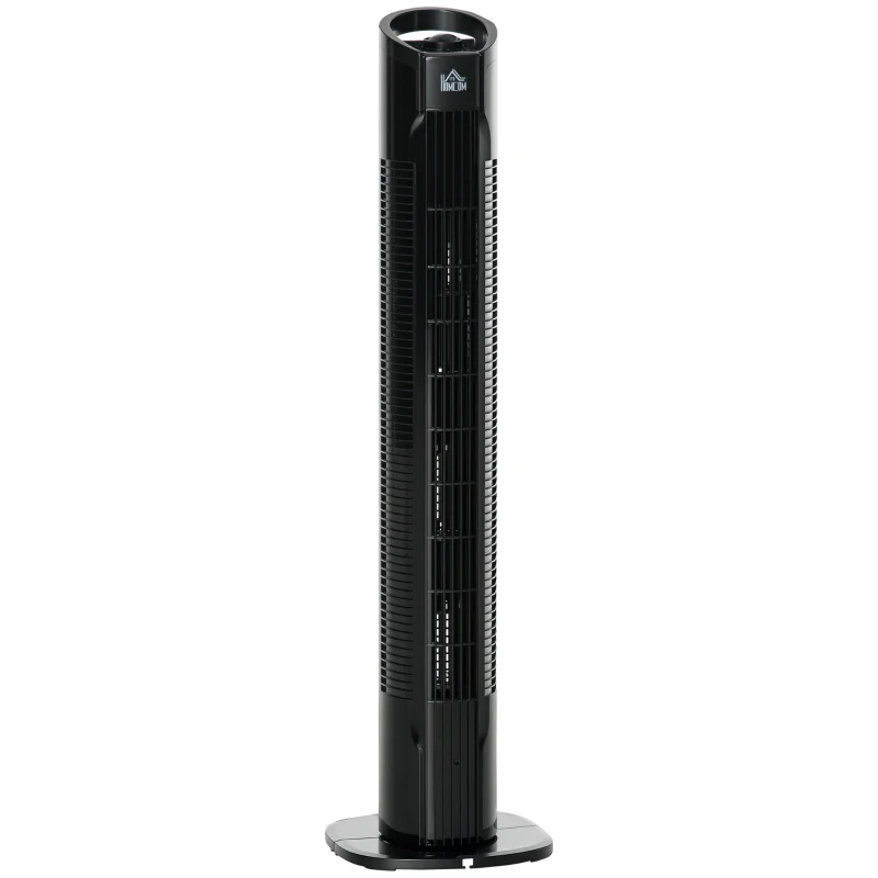 HOMCOM Ventilador de coluna moderno 3 velocidades com 70° de oscilação alça potência 50W Ø 20 x 78,5 cm preto
