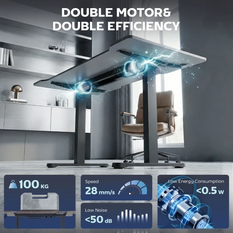 HOMCOM Electric Standing Desk Frame, Height Adjustable Sit Stand Desk Frame with Dual Motors, Memory Smart Panel and Collision Protection, Easy Assembly, Black