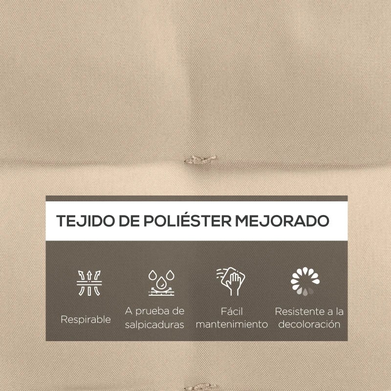 Outsunny Juego de 6 Cojines para Sillas de Comedor 40x40 cm 6 Piezas Cojines para Sillas de Jardín Acolchados con Cintas Caqui