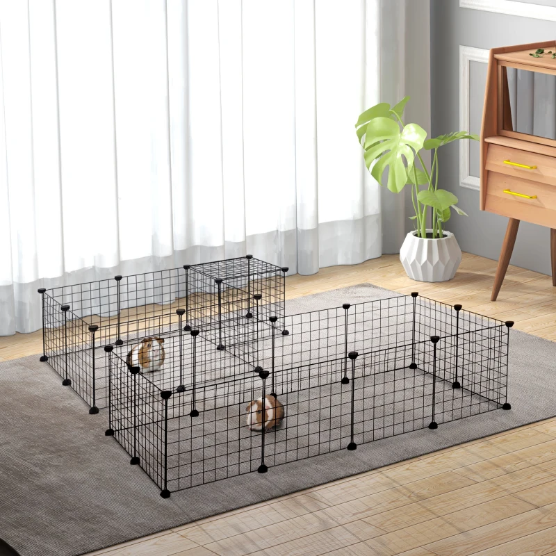 PawHut Cage parc enclos pour animaux domestiques L 106 x l 73 x H 36 cm bords arrondis fil métallique noir