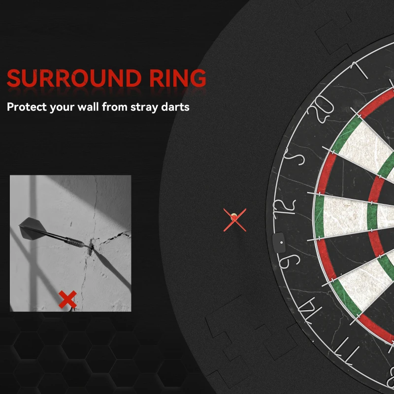 SPORTNOW Zestaw Tarczy do Darta z Pierścieniem Ochronnym, 6 Rzutki ze Stalowymi Końcówkami, Sisal, Plastik, Czarny