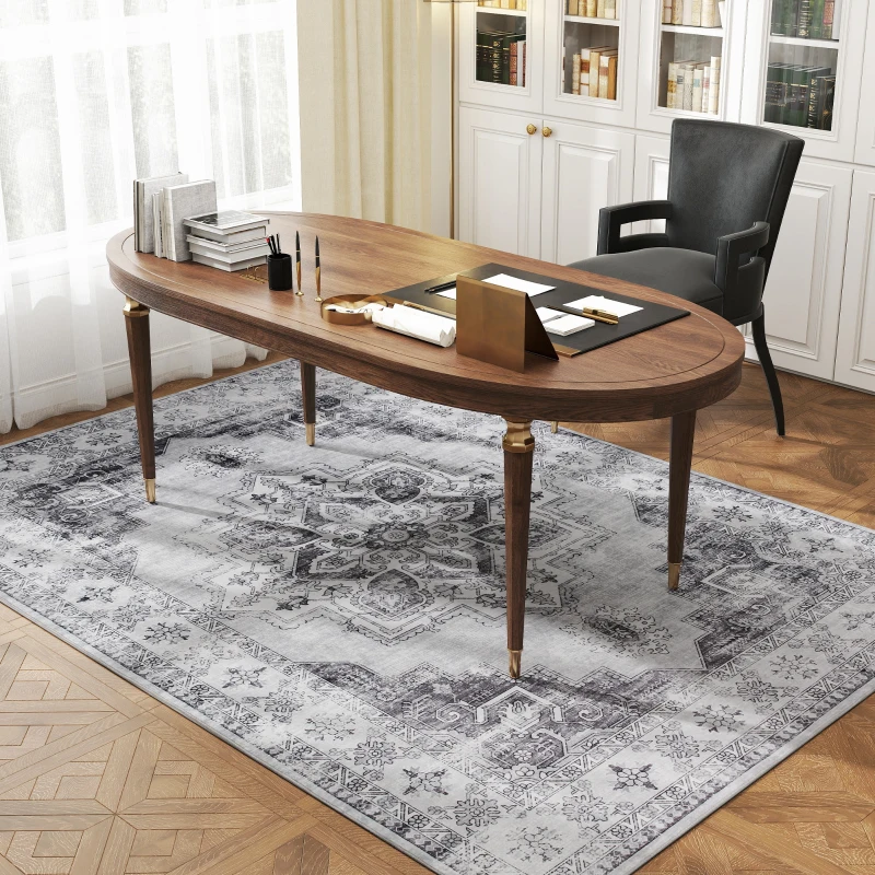 HOMCOM Tapis lavable en machine antidérapant pour salon aspect flanelle, 230 x 160 cm, Gris
