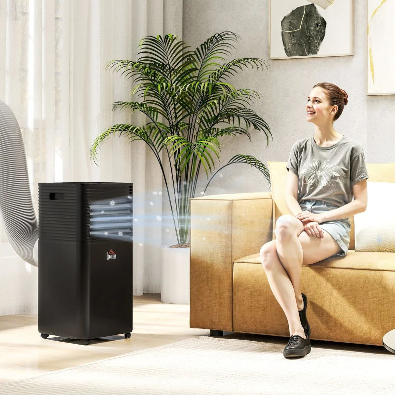 HOMCOM Ar condicionado portátil 7000 BTU com controle remoto, temporizador 24H, até 26 m², classe energética A, preto