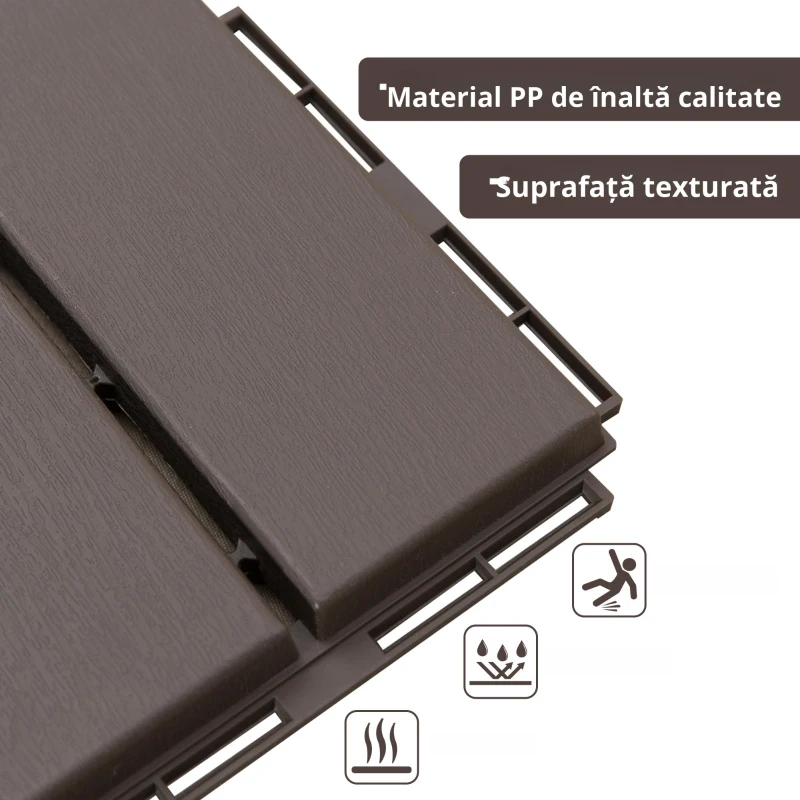 Outsunny Set gresie pentru Terasa 30x30x2cm, 0.81 mq, Maro