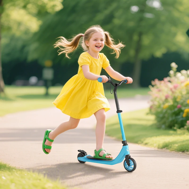 HOMCOM Trottinette électrique pour enfants 120 W - 6 ans 8 Km/h Max. hauteur guidon réglable 2 roues en PU - bleu et noir