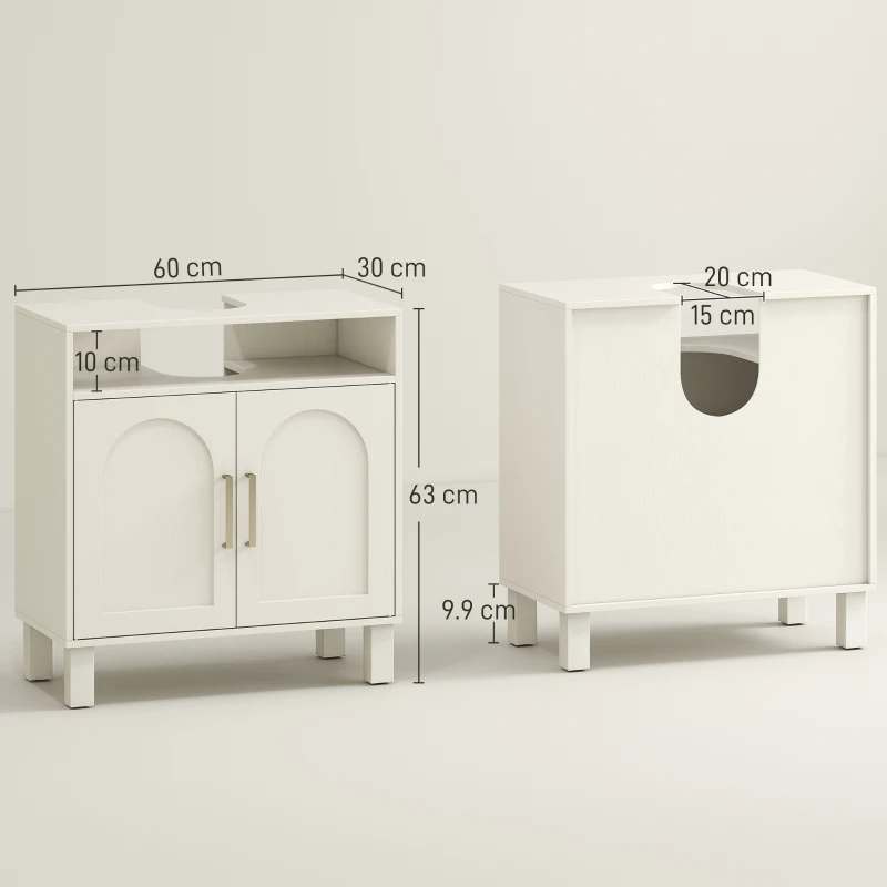 HOMCOM Under Sink Cabinet for Basin without Pedestal - Cream White