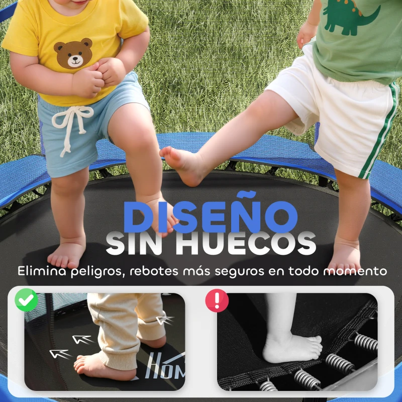 HOMCOM Trampolín para Niños de +3 Años Ø140 cm con Red de Seguridad y Marco de Acero para Interior y Exterior Azul y Negro