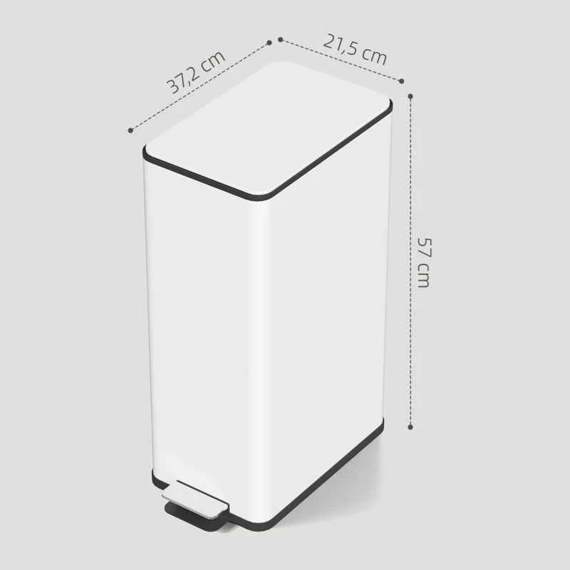 HOMCOM Poubelle 20L, couvercle à fermeture douce, compartiment désodorisant, anti-traces de doigts, inox, Blanc