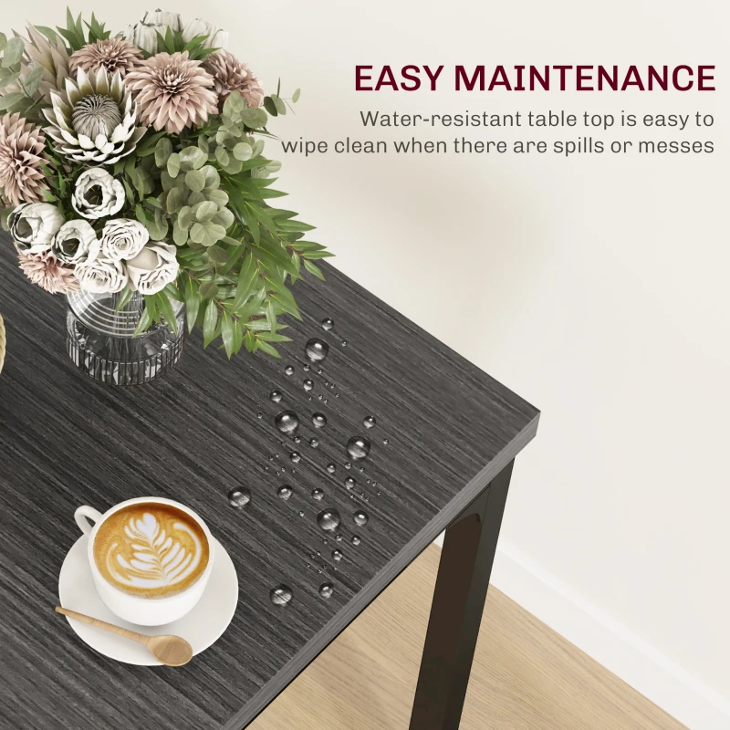 HOMCOM 3-częściowy zestaw stołowy, 1 stół i 2 krzesła, MDF+metal, szary