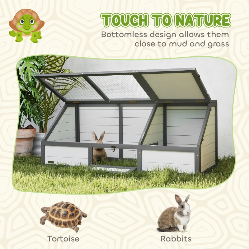 PawHut Skrzynka dla żółwi, zewnętrzny wybieg dla żółwi, design bez dna, łatwo otwierany, domek dla żółwi, biały