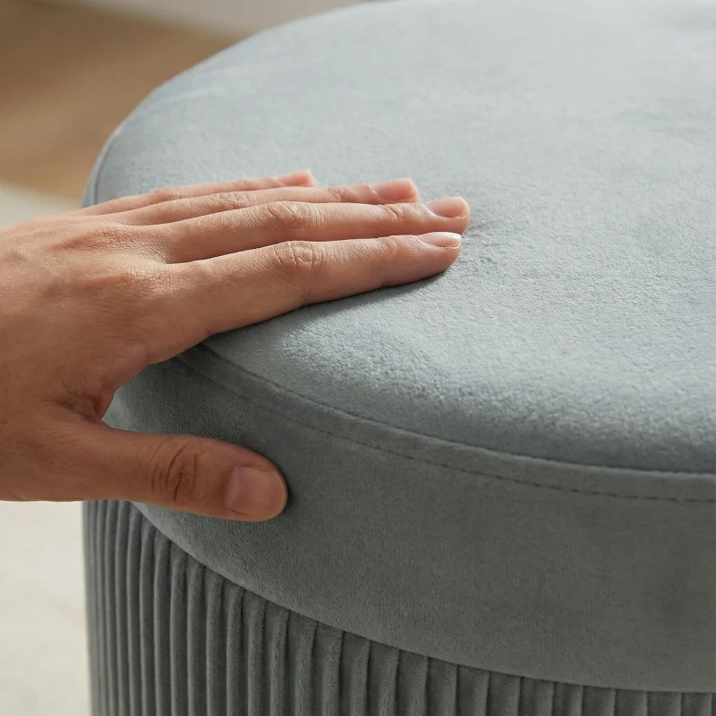 HOMCOM Puff de Arrumação Banco de Arrumação Dobrável 35 L 38x38x38 cm Estofado em Veludo Baú de Arrumação Cinzento Escuro