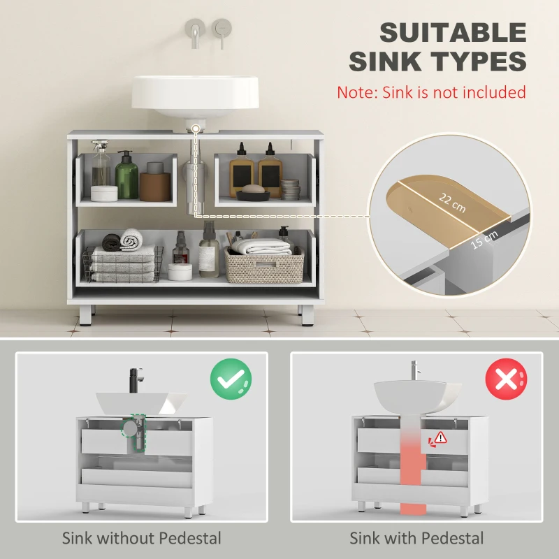 HOMCOM Nowoczesna szafka pod umywalkę z 2 szufladami, stojąca szafka bez podstawy, biały