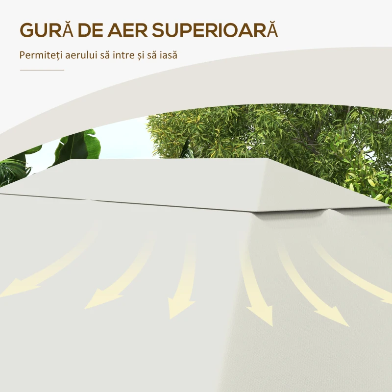 Acoperiș de Schimb pentru Foișor 3x4 m pentru Outsunny 84C-116, Crem