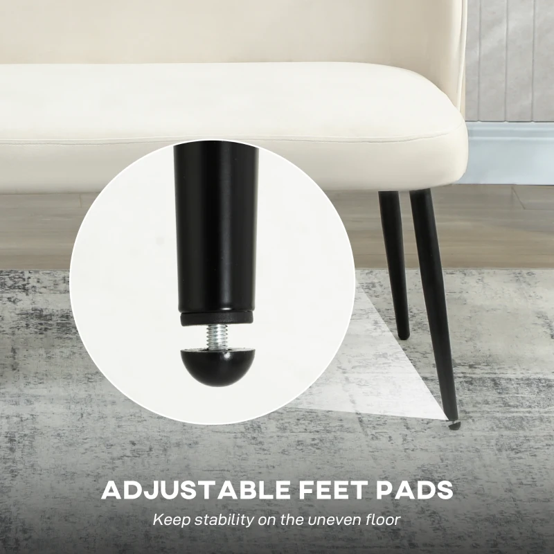 HOMCOM Sofa 2-osobowa, nowoczesna tapicerowana kanapa z ramą z metalu i drewna, obicie z aksamitnego materiału, Beżowa